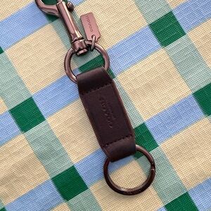 Coach Dark Brown Leather Keychain